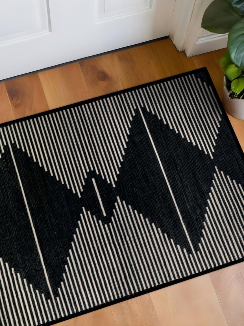 Aztec Stripe Machine Washable Non-Slip Area Rug, 2'x3' Black
